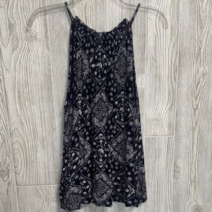 LOFT Blue and White Patterned Tank Top